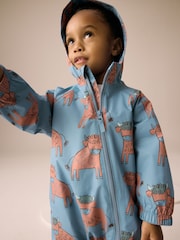 Blue Hamish Print Waterproof Fleece Lined Puddlesuit (3mths-7yrs) - Image 2 of 7