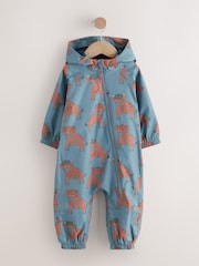 Blue Hamish Print Waterproof Fleece Lined Puddlesuit (3mths-7yrs) - Image 4 of 7