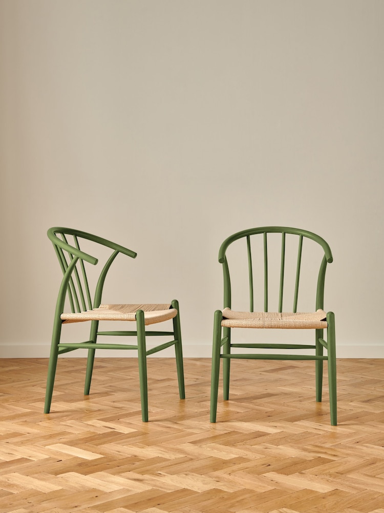 Jasper Conran London Set of 2 Green Bray Dining Chairs - Image 1 of 7 Jasper Conran London Set of 2 Green Bray Dining Chairs - Image 1 of 7