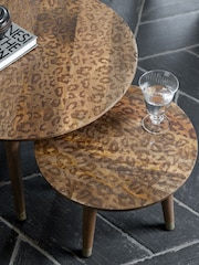 Rockett St George Mango Wood Leopard Print Coffee Nest - Image 1 of 6