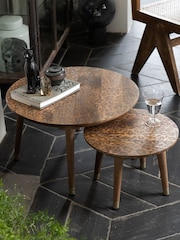 Rockett St George Mango Wood Leopard Print Coffee Nest - Image 2 of 6