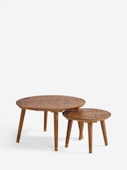 Rockett St George Mango Wood Leopard Print Coffee Nest - Image 5 of 6