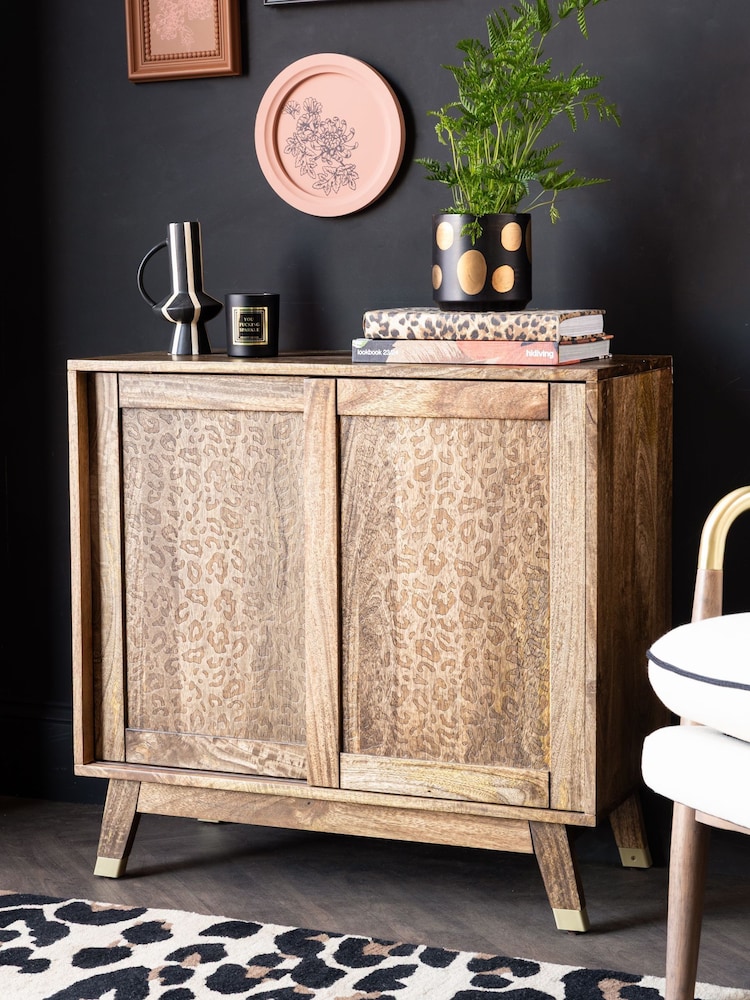 Rockett St George Mango Wood Leopard Print Small Sideboard - Image 1 of 8