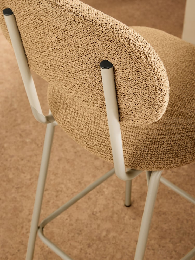 MADE.COM Caramel Pax Boucle and Ecru Legs Clemmie Bar Stool - Image 2 of 5