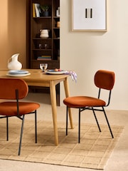 MADE.COM Set of 2 Cinnamon Velvet and Black Legs Clemmie Dining Chairs - Image 1 of 5