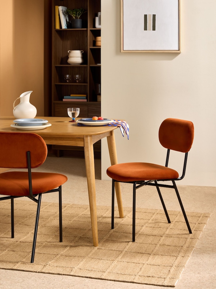 MADE.COM Set of 2 Cinnamon Velvet and Black Legs Clemmie Dining Chairs - Image 1 of 5