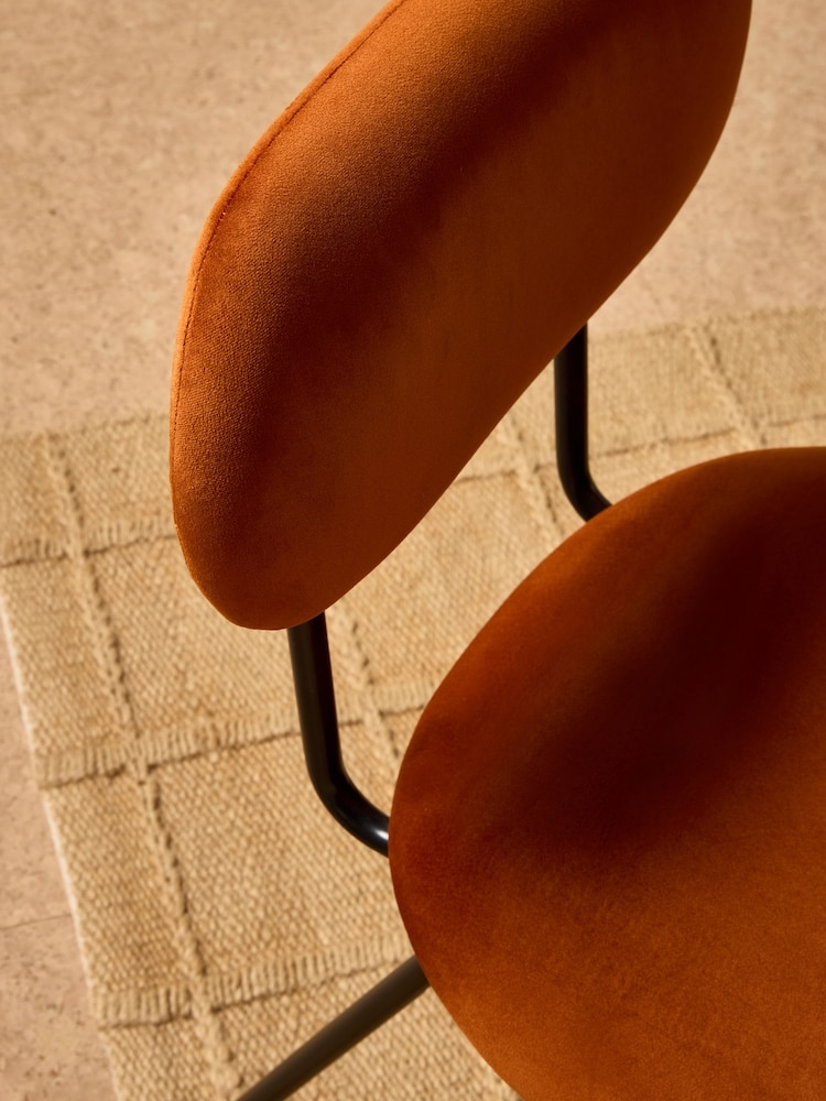 MADE.COM Set of 2 Cinnamon Velvet and Black Legs Clemmie Dining Chairs - Image 2 of 5