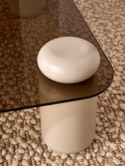 MADE.COM Ecru Marl and Brown Glass Easton Square Coffee Table - Image 3 of 5