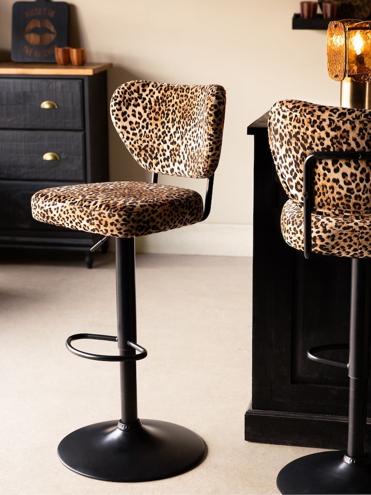Rockett St George Leopard Love Velvet Perfect Bar Stool - Image 1 of 9