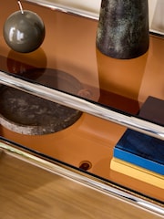 MADE.COM Amber Glass and Chrome Dunston Console Table - Image 3 of 5