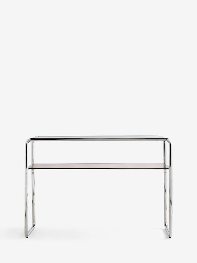 MADE.COM Amber Glass and Chrome Dunston Console Table - Image 5 of 5