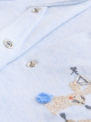 Blue/White Baby Embroidered Sleepsuits 3 Pack - Image 10 of 14