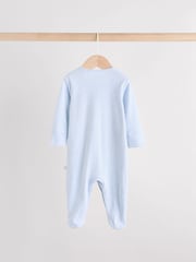 Blue/White Baby Embroidered Sleepsuits 3 Pack - Image 6 of 14