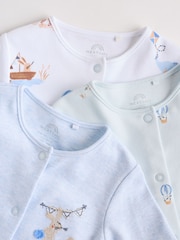 Blue/White Baby Embroidered Sleepsuits 3 Pack - Image 8 of 14