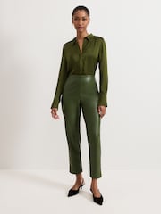 Phase Eight Green Mya PU Crop Trousers - Image 1 of 8