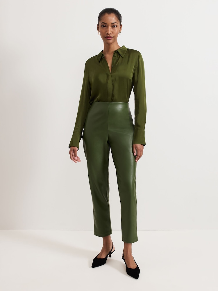 Phase Eight Green Mya PU Crop Trousers - Image 1 of 8 Phase Eight Green Mya PU Crop Trousers - Image 1 of 8