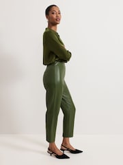 Phase Eight Green Mya PU Crop Trousers - Image 6 of 8