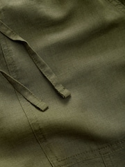 Khaki Green Wide Leg Pull-On Linen Blend Trousers - Image 7 of 7