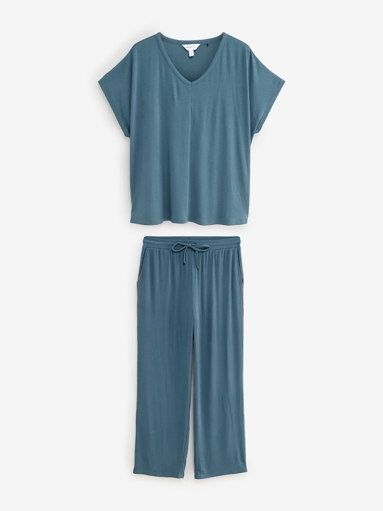 Blue Ribbed Pyjamas Set - Image 1 of 3