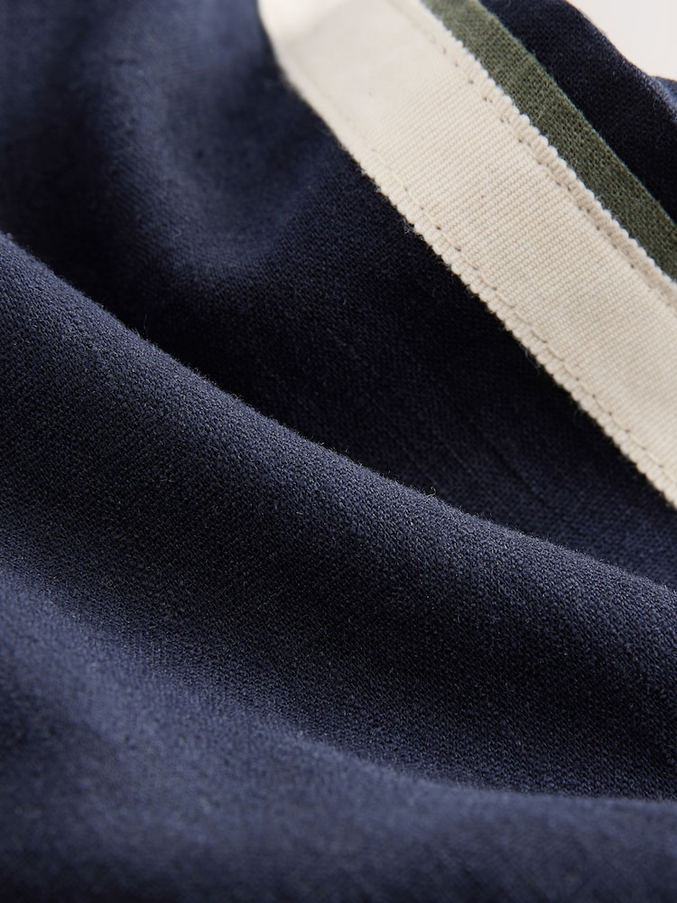 Navy Side Stripe Wide Leg Linen Rich Trousers - Image 8 of 8