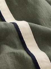 Green Side Stripe Wide Leg Linen Rich Trousers - Image 2 of 3