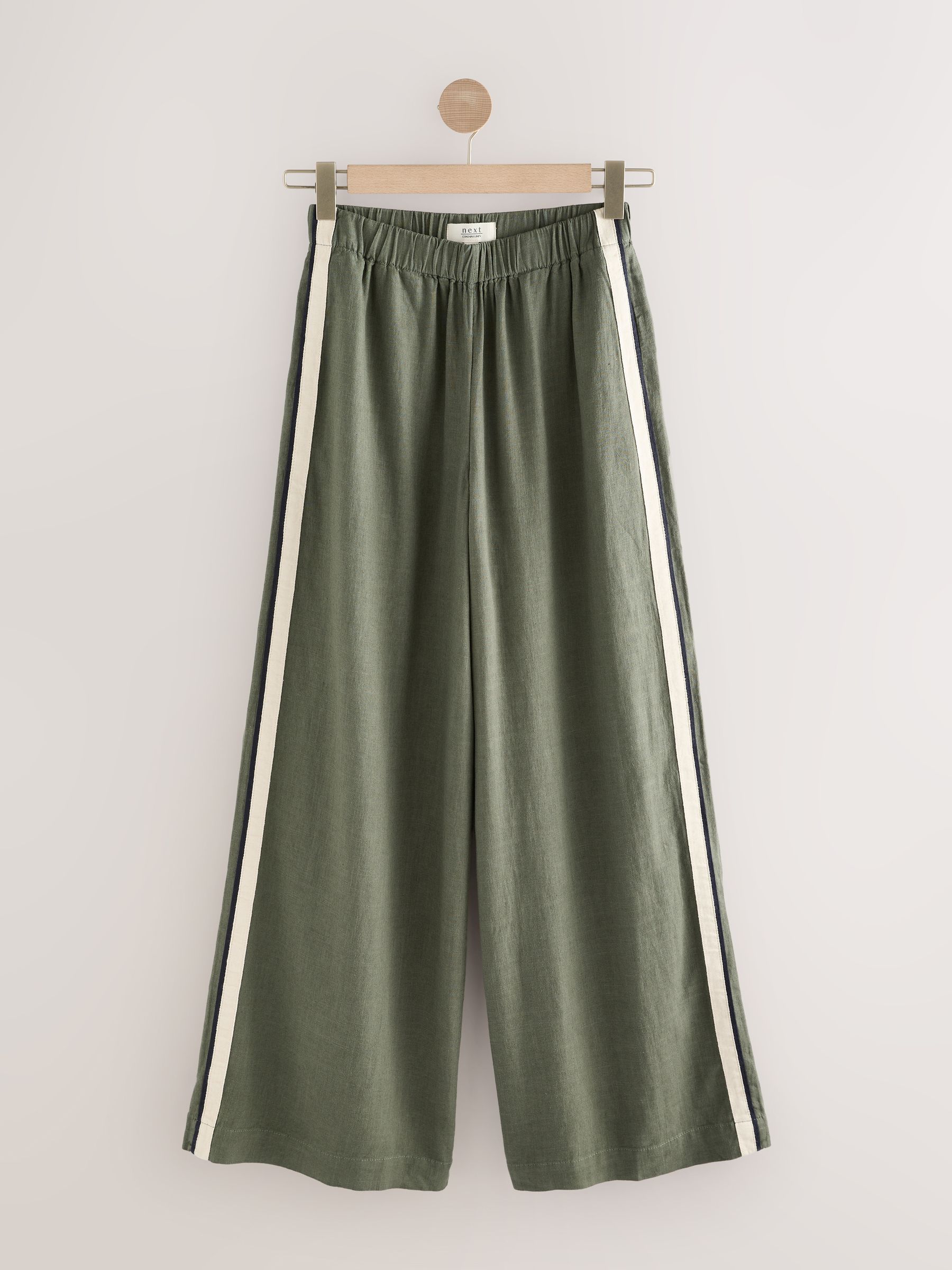 Buy Green Side Stripe Wide Leg Linen Rich Trousers from Next USA