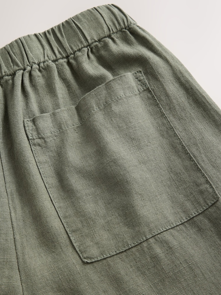 Grün - Hose mit weitem Bein aus Leinen mit Seitenstreifen - Bild 7 von 7