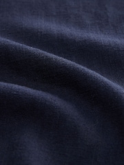 Navy Tie Waist Barrel Leg Linen Blend Trousers - Image 9 of 9