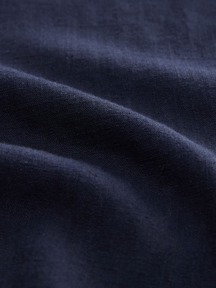 Navy Tie Waist Barrel Leg Linen Blend Trousers - Image 9 of 9