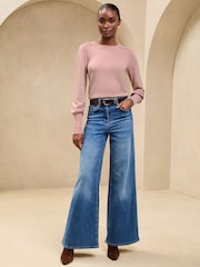 Pink - Lipsy Lace Insert Scallop Fine Gauge Knit Top - Image 2 of 4