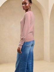 Pink - Lipsy Lace Insert Scallop Fine Gauge Knit Top - Image 4 of 4