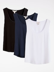 Black White and Navy X3 - Love & Roses Scoop Neck Jersey Vest - Image 1 of 8