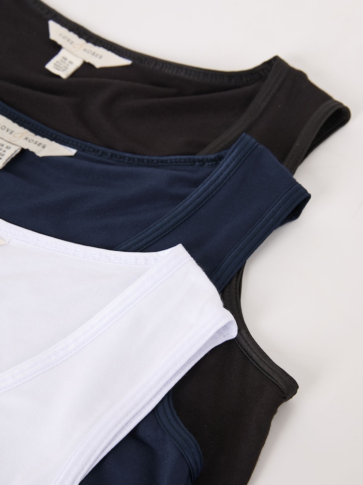 Black White and Navy X3 - Love & Roses Scoop Neck Jersey Vest - Image 8 of 8