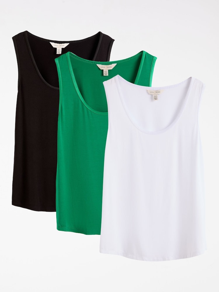 Black White and Green X3 - Love & Roses Scoop Neck Jersey Vest - Bild 1 von 8