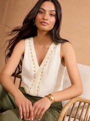Love & Roses Ivory VNeck Vest - Image 1 of 4