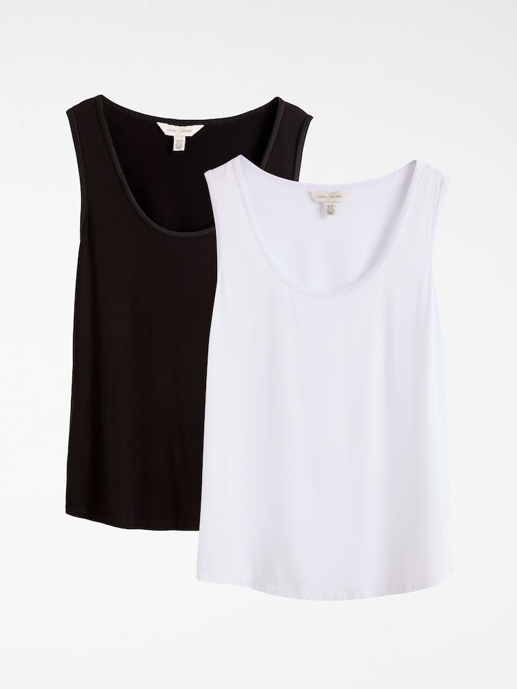 Noir et blanc X2 - Débardeur Love & Roses en jersey à encolure dégagée - Image 1 de 7