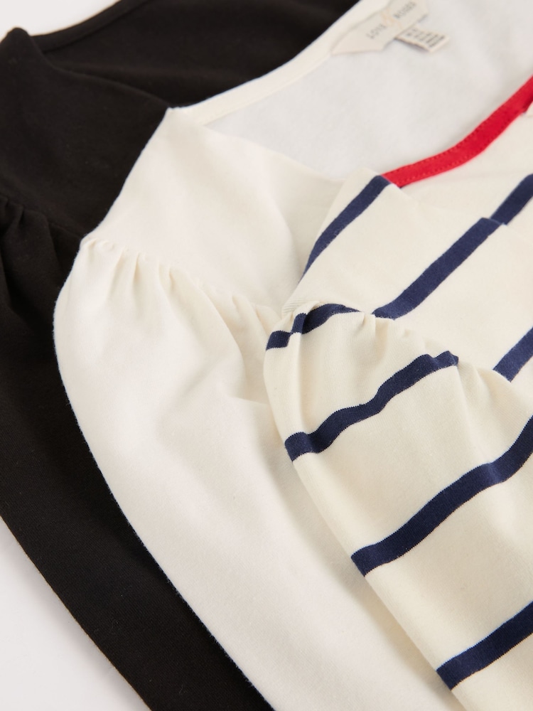 Love & Roses Black Ivory and Stripe X3 Scallop Neck Jersey Long Sleeve Top - Image 8 of 8