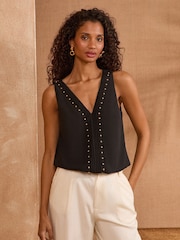 Love & Roses Black VNeck Vest - Image 1 of 4