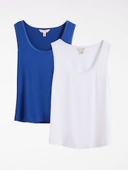 Blanc et bleu cobalt X2 - Débardeur Love & Roses en jersey à encolure dégagée - Image 1 de 7