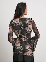 Joanna Hope Mesh Black Twist Top - Image 3 of 4