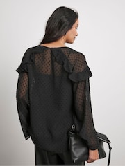 Joanna Hope Dobby Chiffon Black Blouse - Image 2 of 4