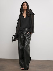 Joanna Hope Dobby Chiffon Black Blouse - Image 3 of 4