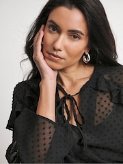 Joanna Hope Dobby Chiffon Black Blouse - Image 4 of 4