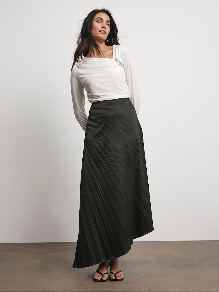 Joanna Hope Jersey Top With Brooch - Image 1 of 4
