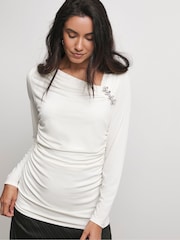 Joanna Hope Jersey Top With Brooch - Image 2 of 4