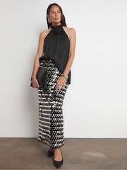 Joanna Hope Corsage Halter Black Neck Top - Imagen 3 de 4