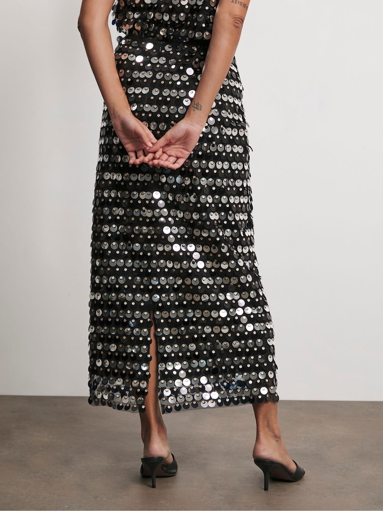 Joanna Hope Sequin Column Black Skirt - Image 2 of 4