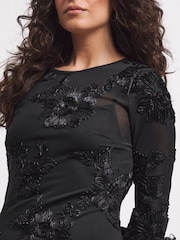 Joanna Hope Magisculpt Textured Mesh Column Black Dress - Image 3 of 4