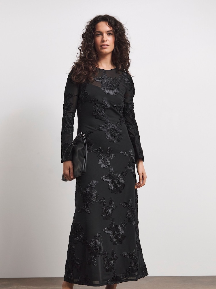 Joanna Hope – Magisculpt – schwarzes, säulenförmiges Kleid aus strukturiertem Netzstoff - Bild 4 von 4 Joanna Hope – Magisculpt – schwarzes, säulenförmiges Kleid aus strukturiertem Netzstoff - Bild 4 von 4