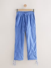 Navy 100% Cotton Double Cloth Pull On Harem Trousers - Image 6 of 8